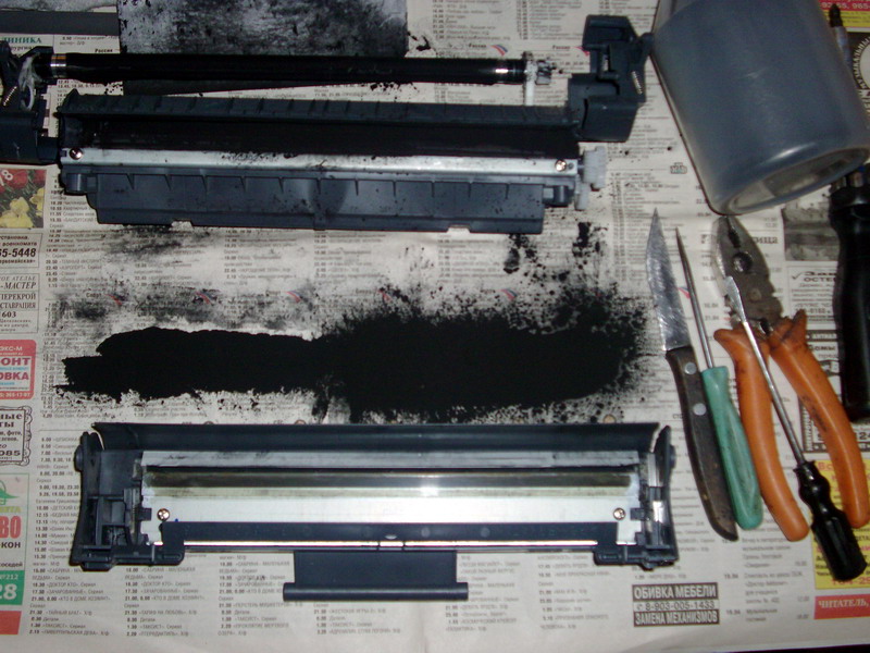 Процесс заправки картриджа лазерного принтера